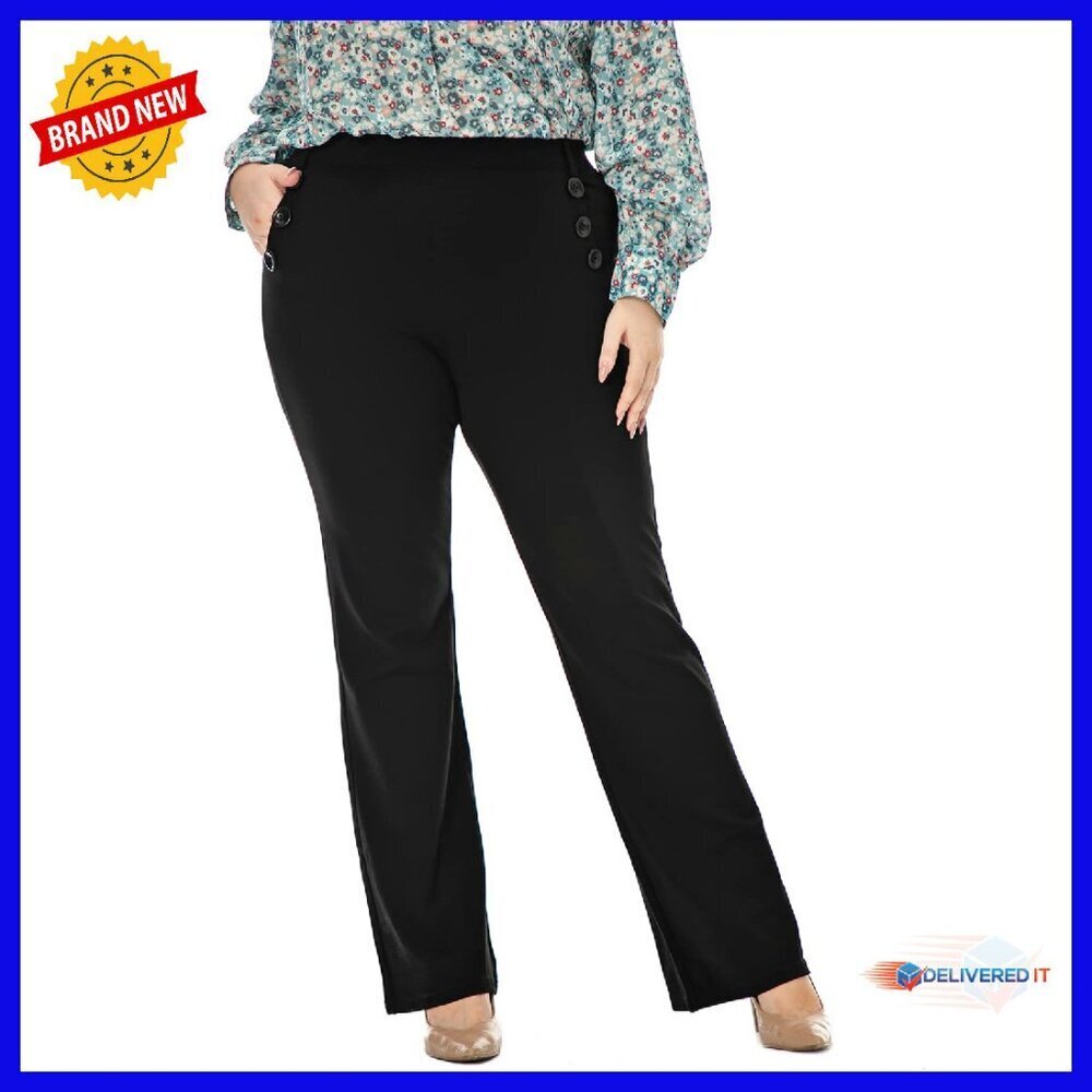 Plus Size Pull-On Dress Pants Wrinkle-Free Stretch Office Wear